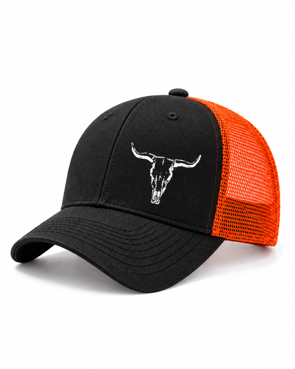 Tangerine bull horn mesh trucker cap
