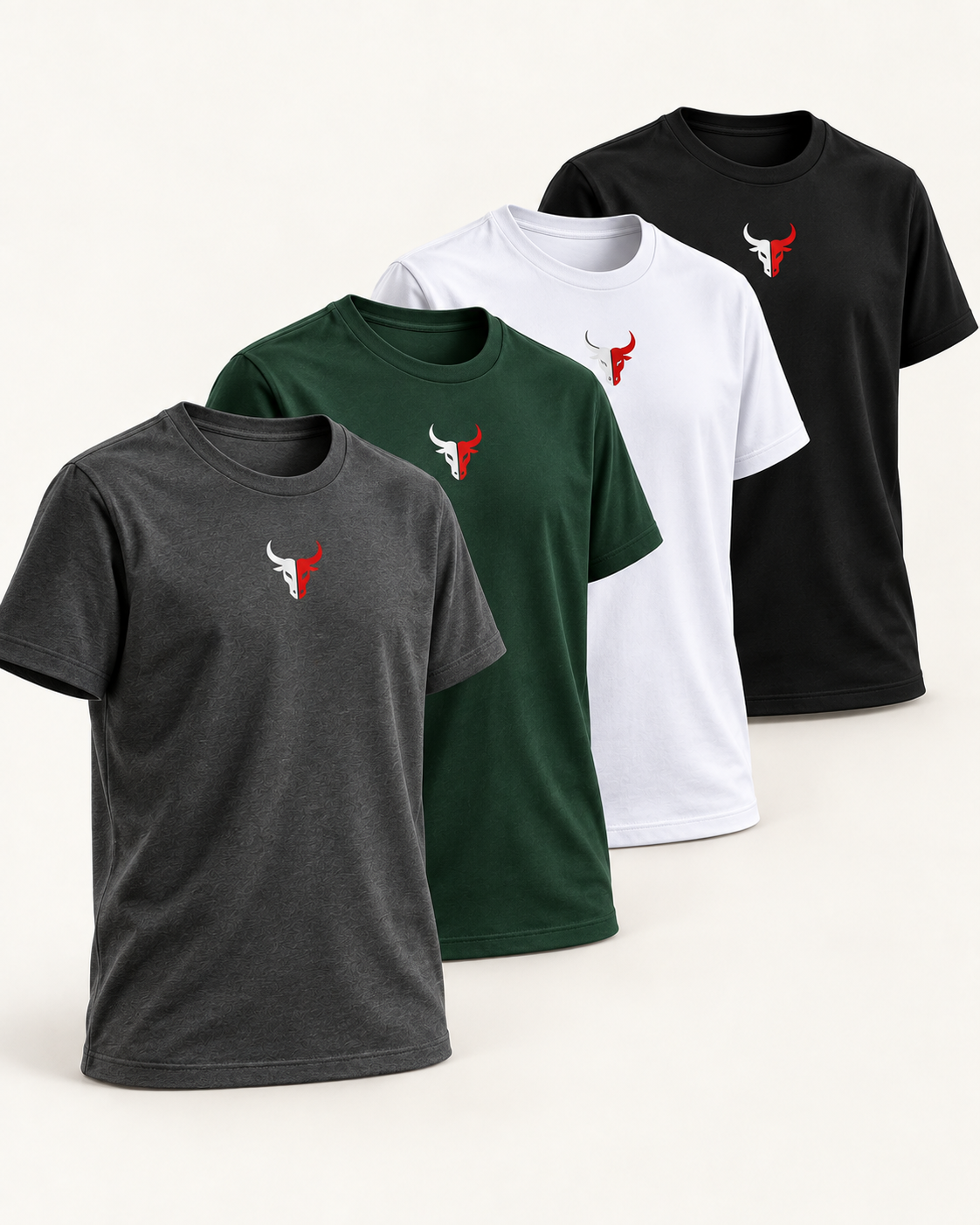 Four-piece split bull tee set angled studio view
