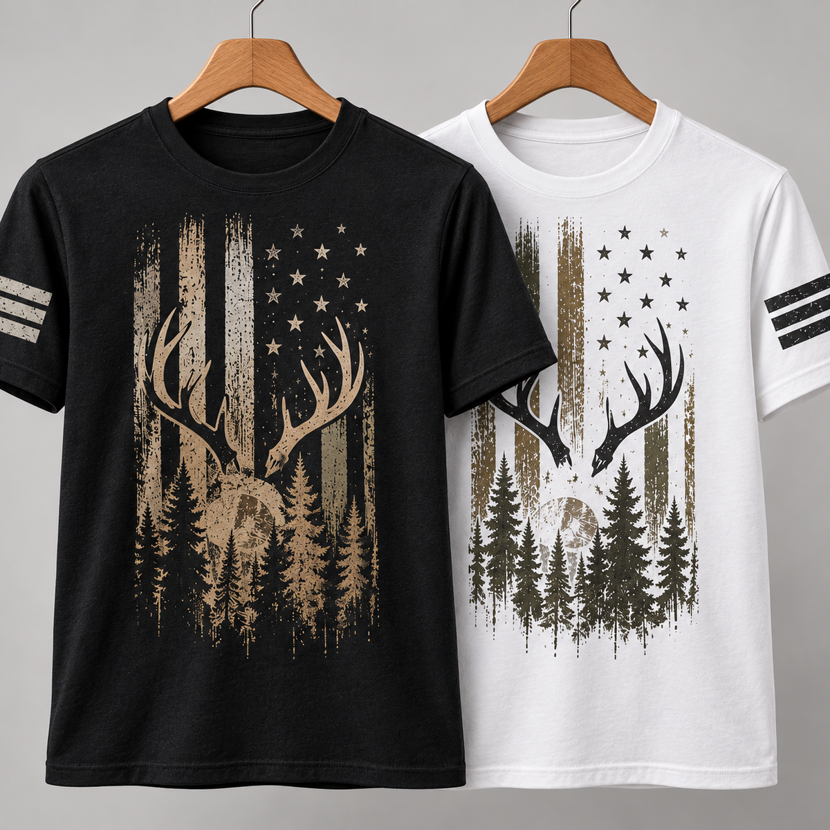 Heritage deer tee chest and sleeve detail